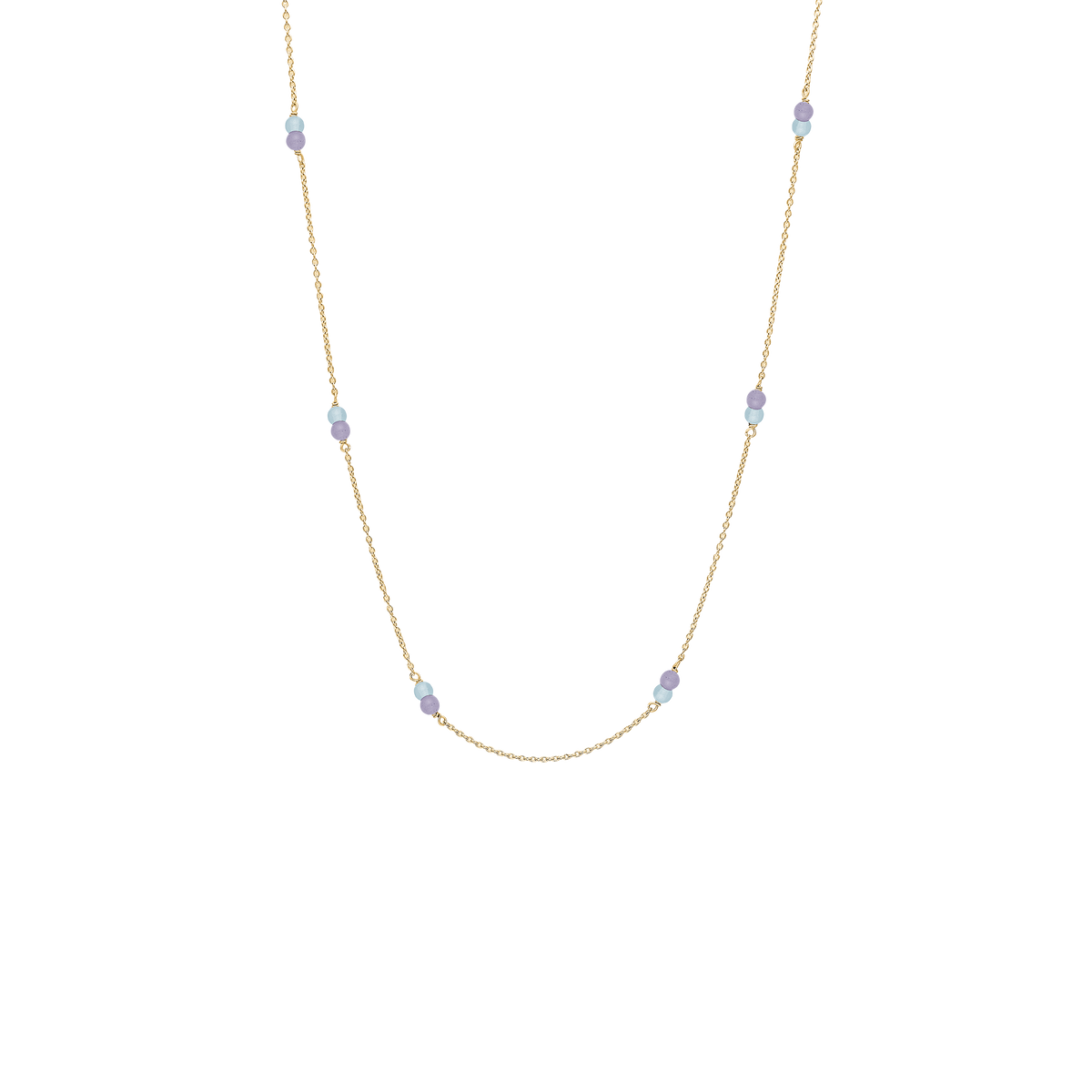 Aagaard Halskæde Amethyst / Blå Quartz Forgyldt Sterling Sølv 45 cm