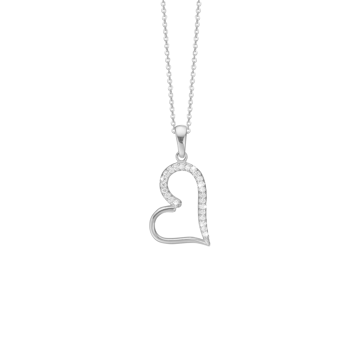 Aagaard Halskæde med Vedhæng Hjerte Cubic Zirkonia Sterling Sølv 45 cm