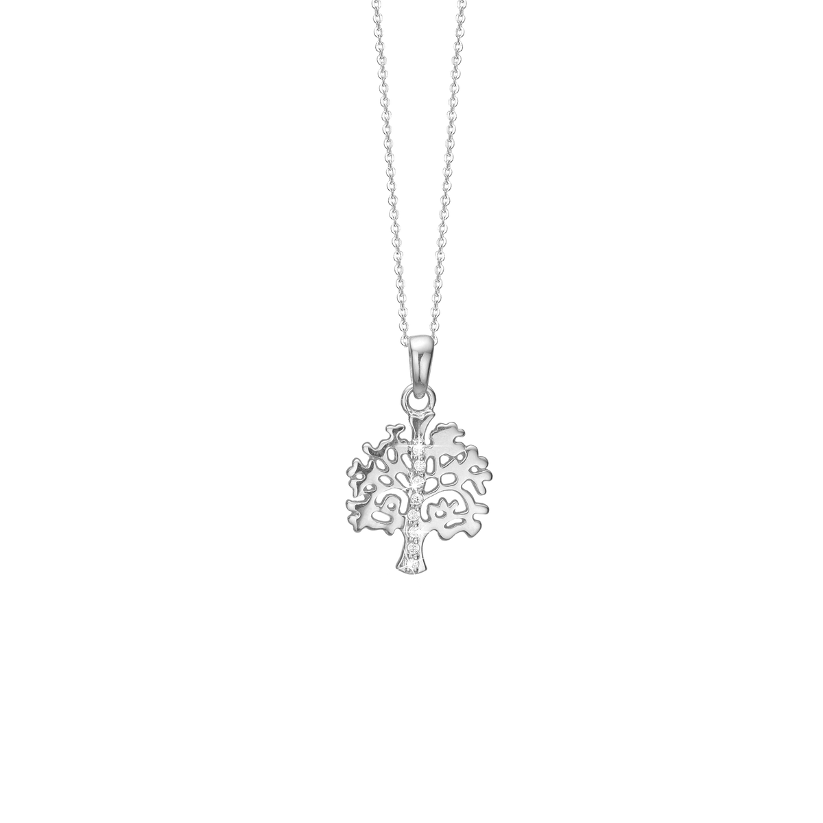 Aagaard Halskæde med Vedhæng Livets Træ med 5 Cubic Zirkonia Sterling Sølv 45 cm