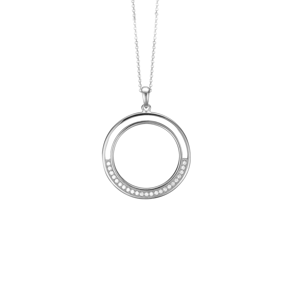 Aagaard Halskæde med Vedhæng Stor Cirkel Cubic Zirkonia Sterling Sølv 45 cm