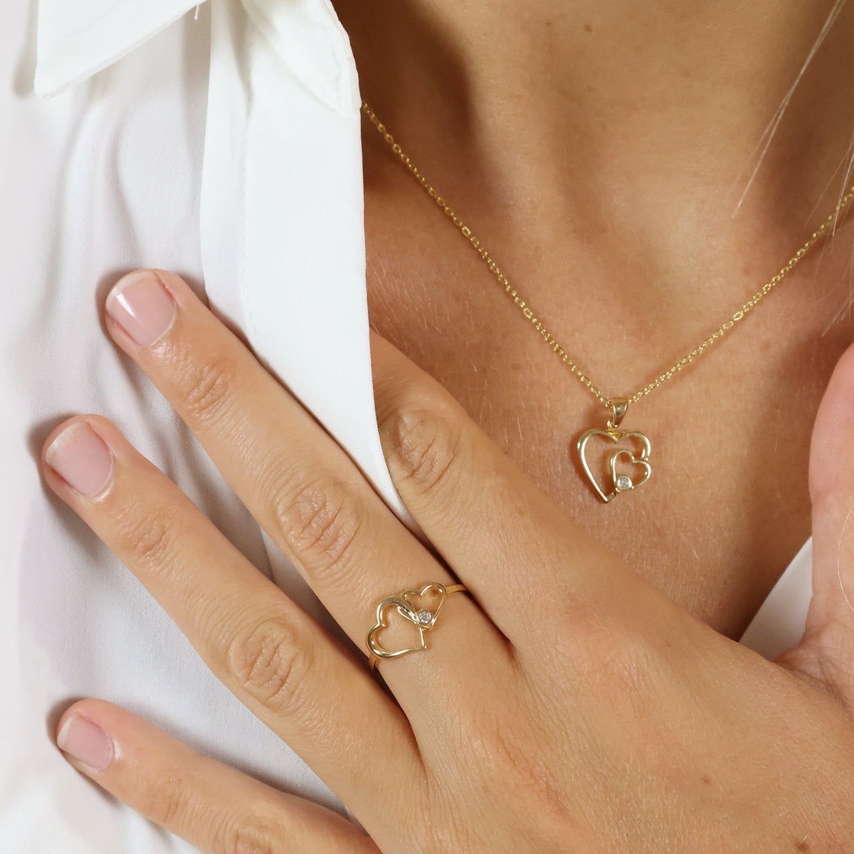 Aagaard Ring Hjerter lab-grown Diamant 8 Karat Guld