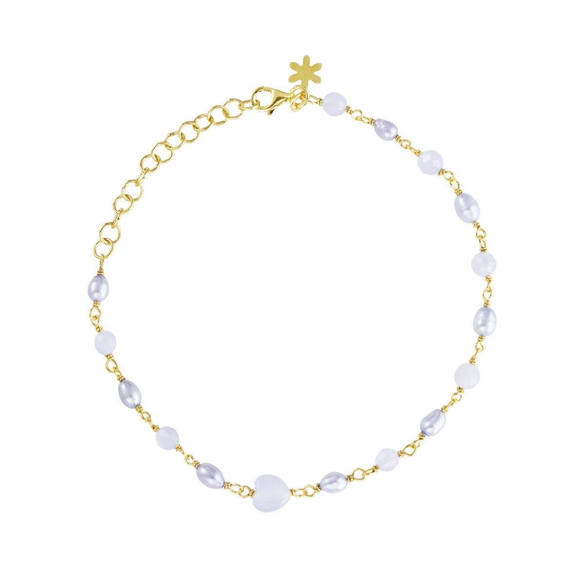 Susanne Friis Bjørner - Armbånd, forgyldt sølv med blålige sten og perler - Model: 1922-2-20