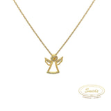 Sølv forgyldt vedhæng, engel med syntetiske zirkoner og kæde - Model: 20-12751