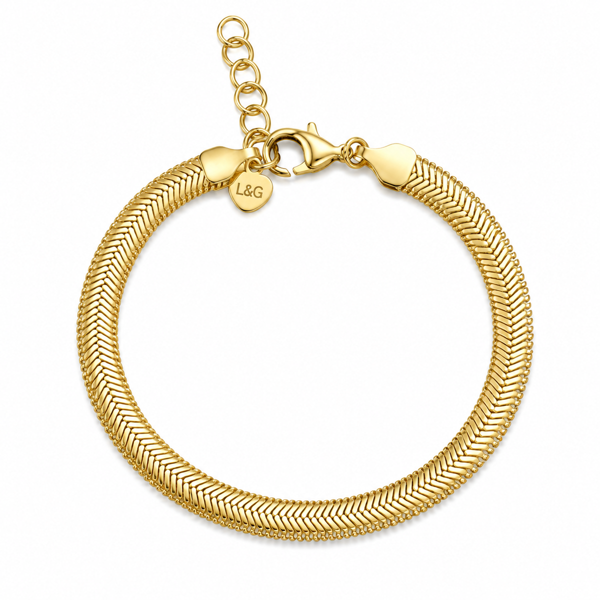 L&G Armbånd i forgyldt sølv, big flad slange - model 2060769
