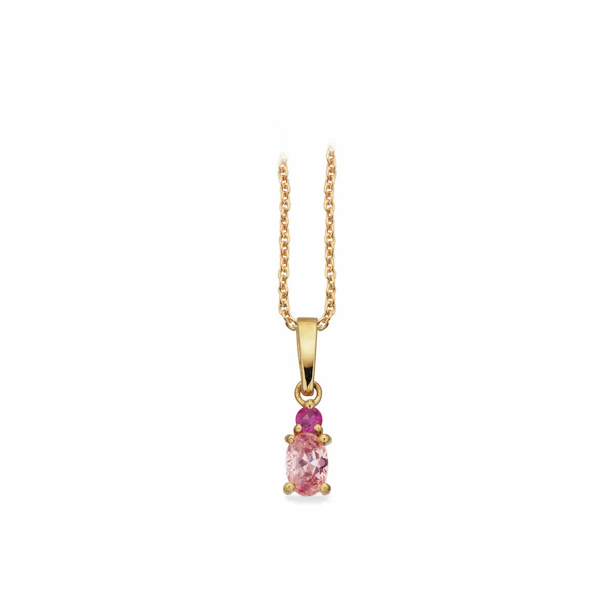 Scrouples - 8 kt guld vedhæng med pink og rosa syntetiske zirkoner og forgyldt kæde - Model: 213823