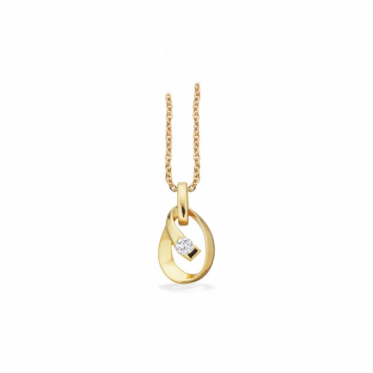 Scrouples - 8 kt guld vedhæng med syntetiske zirkoner og forgyldt kæde - Model: 214173