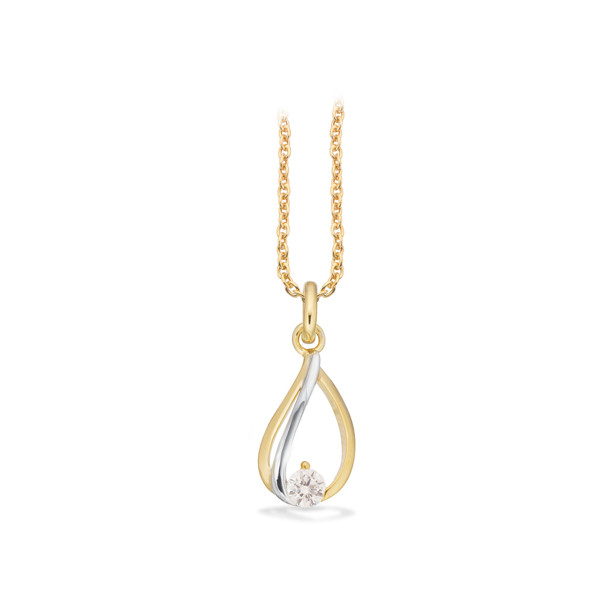 Scrouples - 8 kt vedhæng med syntetisk zirkon inkl. forgyldt kæde - Model: 214964