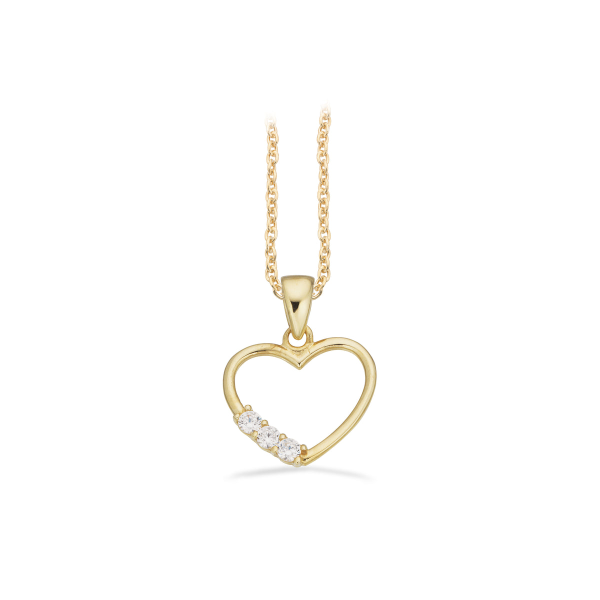 Scrouples - 8 kt guld vedhæng, hjerte med syntetiske zirkoner og forgyldt kæde - Model: 215283