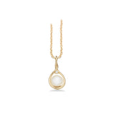 Scrouples - 8 kt guld vedhæng med perle og zirkon, forgyldt kæde - Model: 215823
