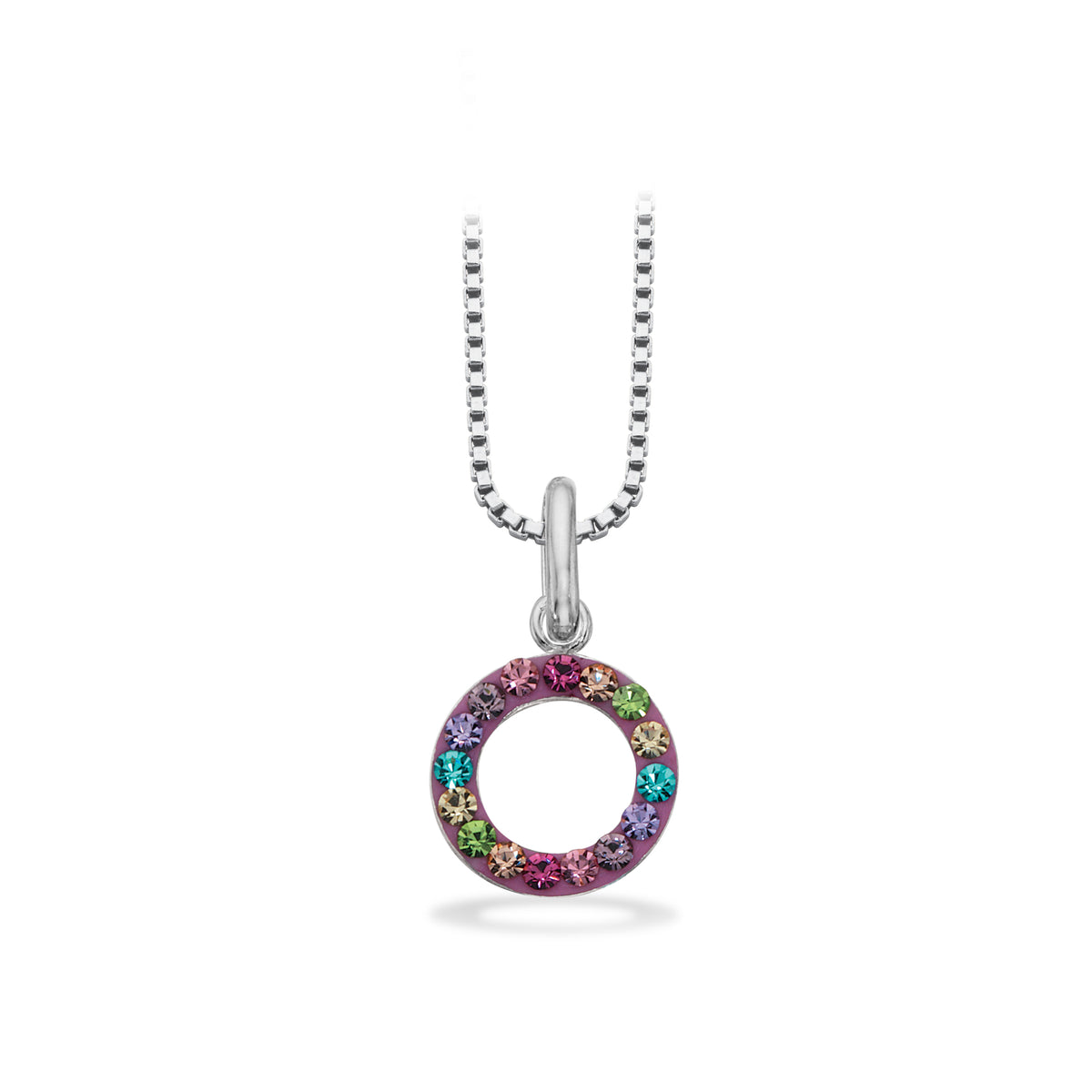Scrouples - Børnehalskæde sølv med farvede glimmer sten - Model: 236132