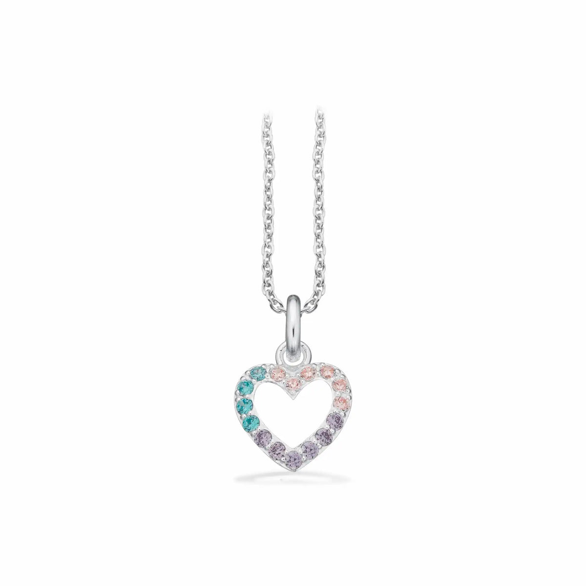 Scrouples - Sølv børnehalskæde, multi color hjerte - Model: 239472