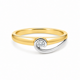 14 kt. rød og hvidguld diamant ring med 0,055 ct w/si