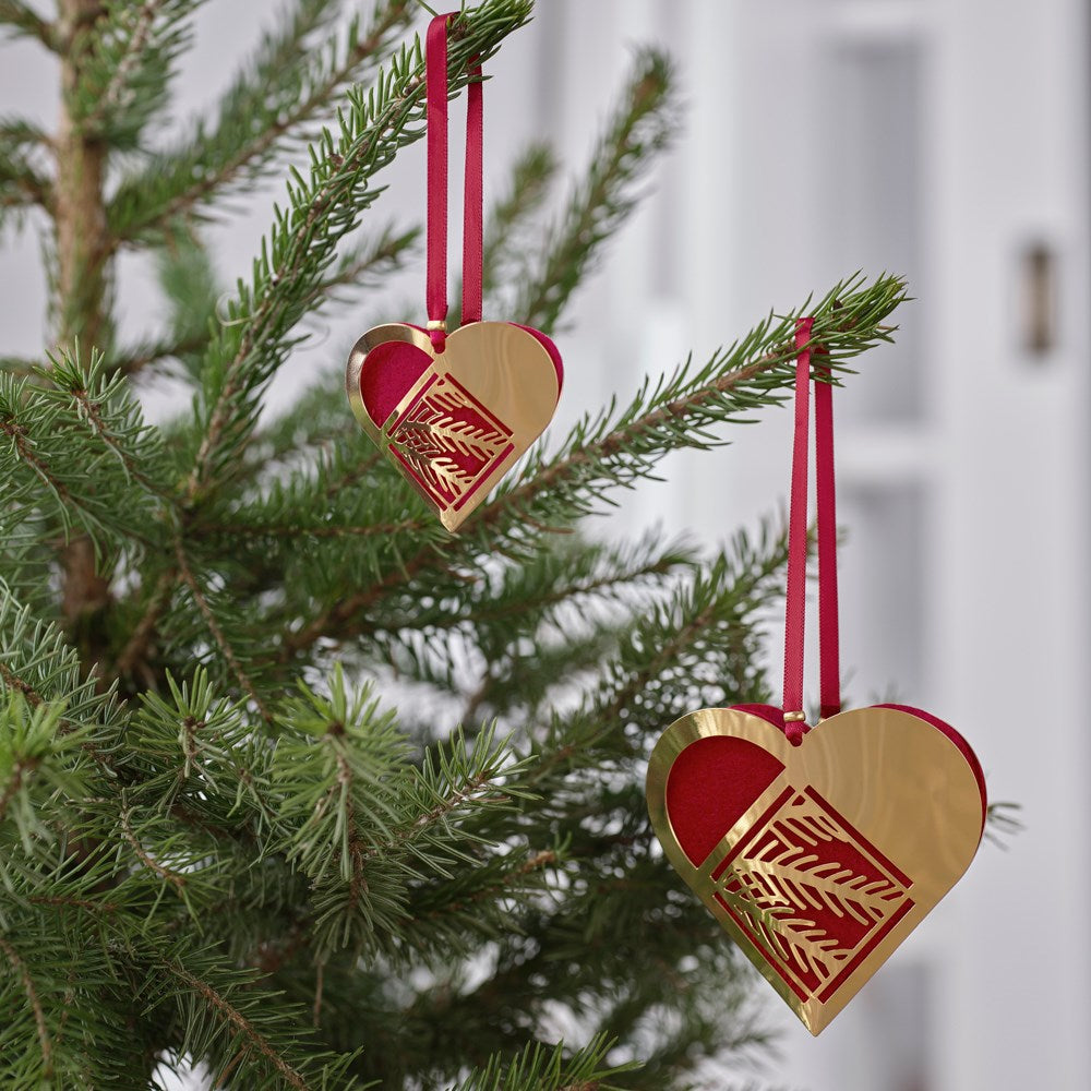 H. C. Andersen Home Mini julehjerte - Grangren - 18k fg i forgyldt sølv