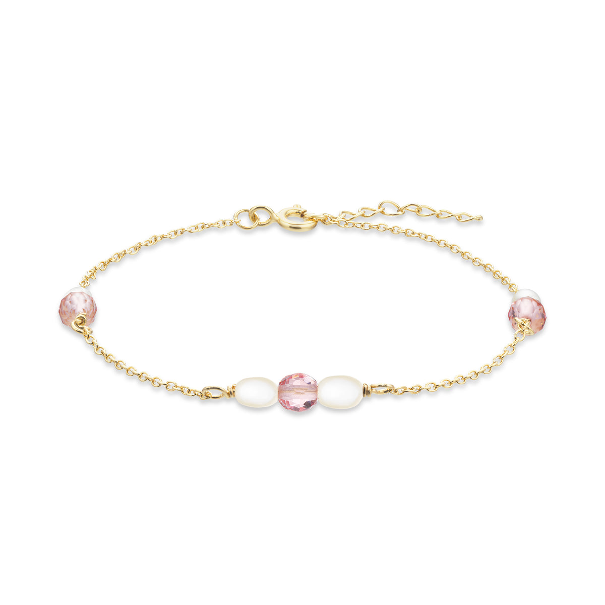 Scrouples - Armbånd rosa sten /fkp. sølv fg. 17 +2 cm - Model: 300442A,M