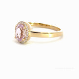 14 kt. guld diamantring med diamant, 0,06ct tw/si og Pink Morganite 5x7mm - Model: 40-22646