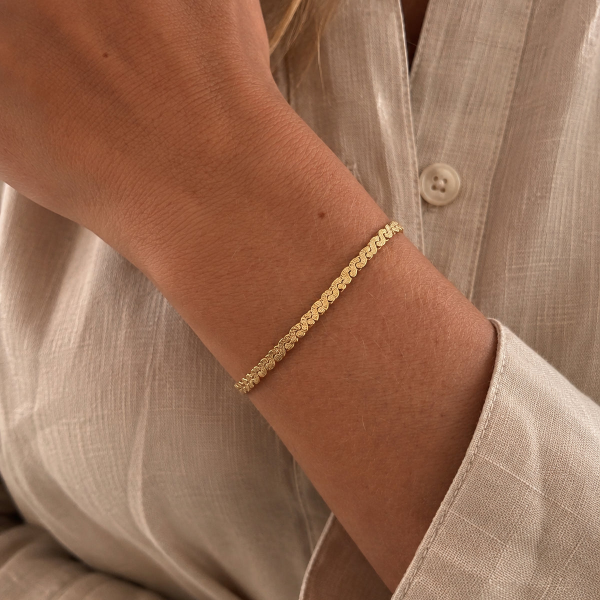 Scrouples-Armbånd plissé sølv fg. 17+2 cm-model 300982A,M