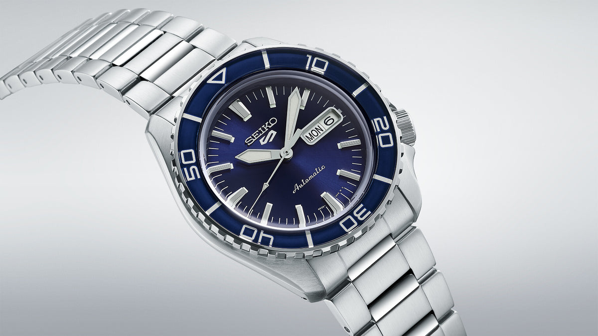 Seiko - Herreur, Stål med lænke, blå skive og automatik værk - Model: SRPK97K1