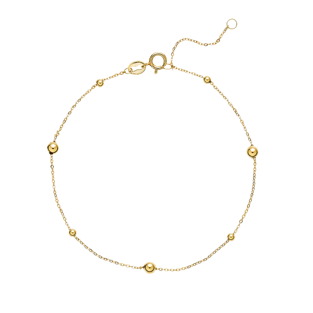 Lund Copenhagen Armbånd med kugler 4x1,9mm og 3x2,8 mm 16-19 cm i 8 kt. guld – model 3011218
