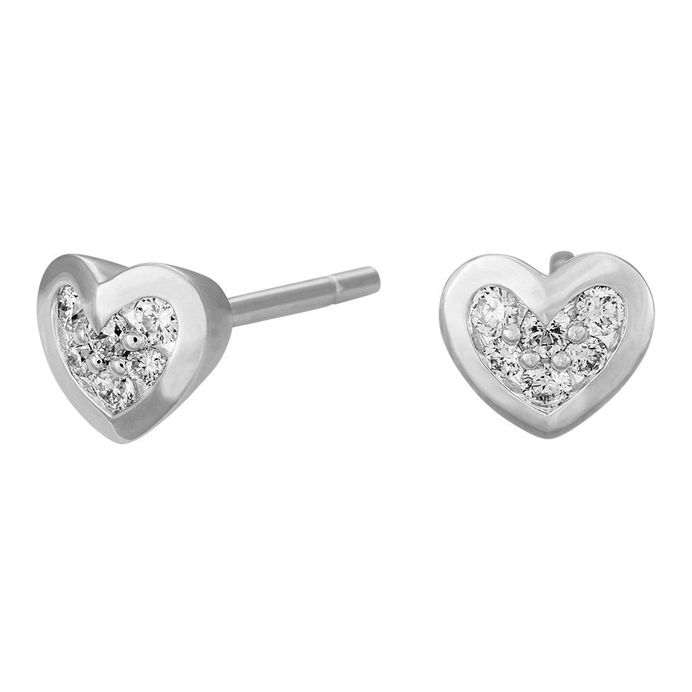 Siersbøl 14kt. hvg. guld ørestik hjerte 0,157 ct w/si