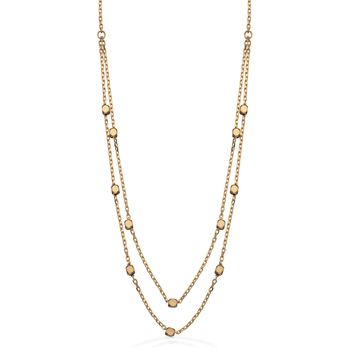 Scrouples - Halskæde 8 kt. dobbelt m. facetterede kugler - Model nr.: 33523,45