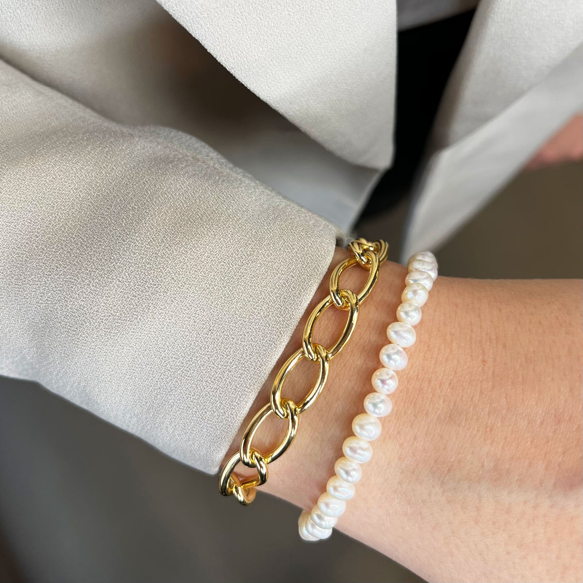 Scrouples - Armbånd, forgyldt sølv med perler - Model: 38322A,M