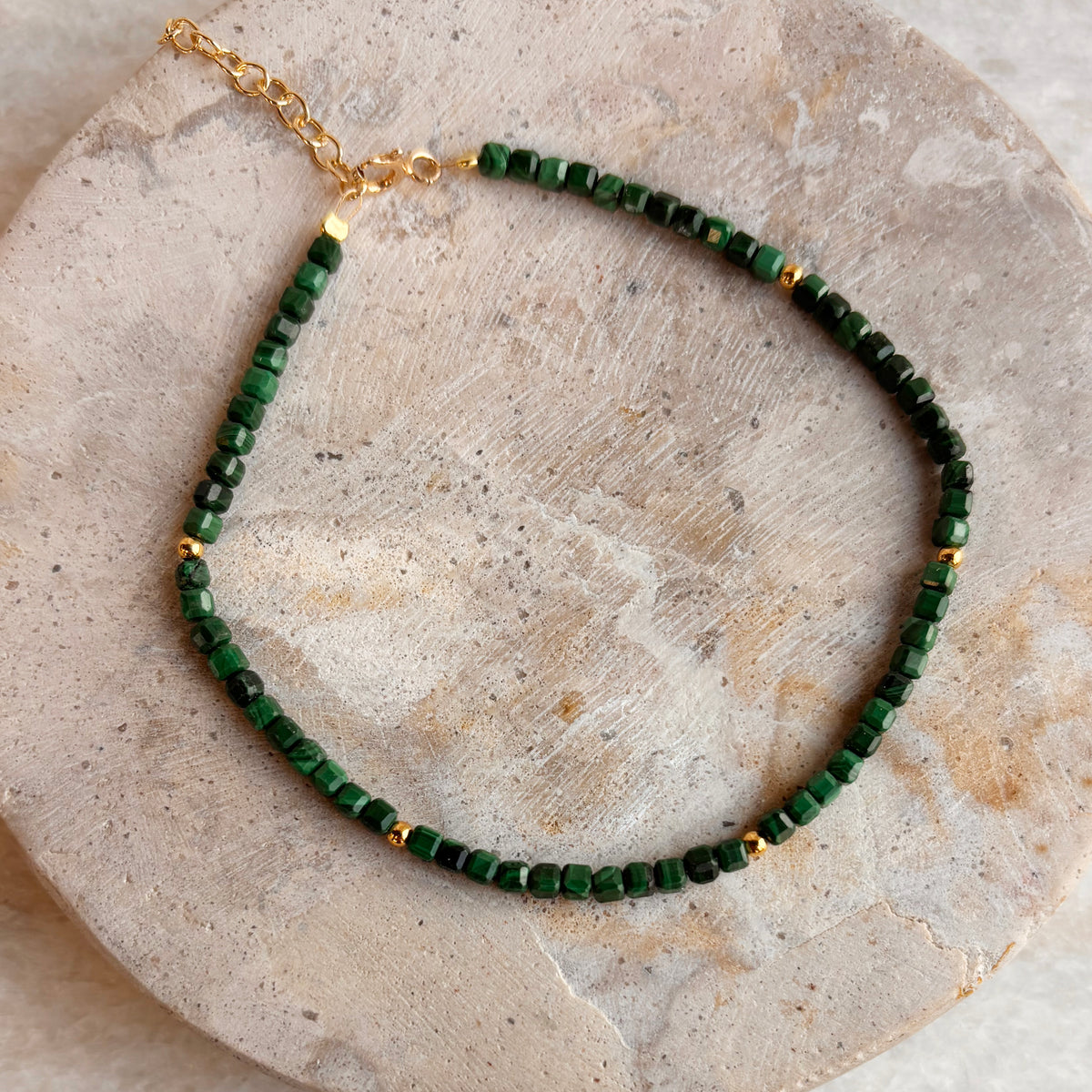 Scrouples - Armbånd, forgyldt sølv med Malakit - Modelnr: 39882A,M