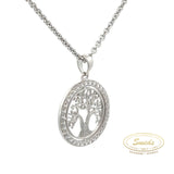 Sølv vedhæng, livets træ med syntetiske zirkoner og kæde - Model: 20-12737