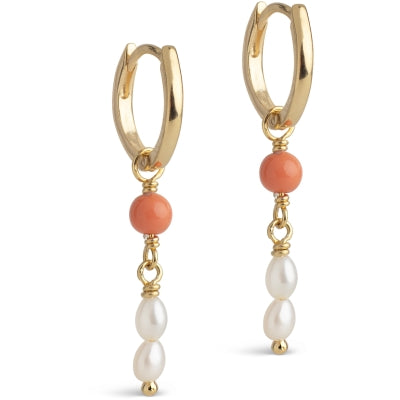 Enamel- Earrings,hoops liva - Model: E438G-coral