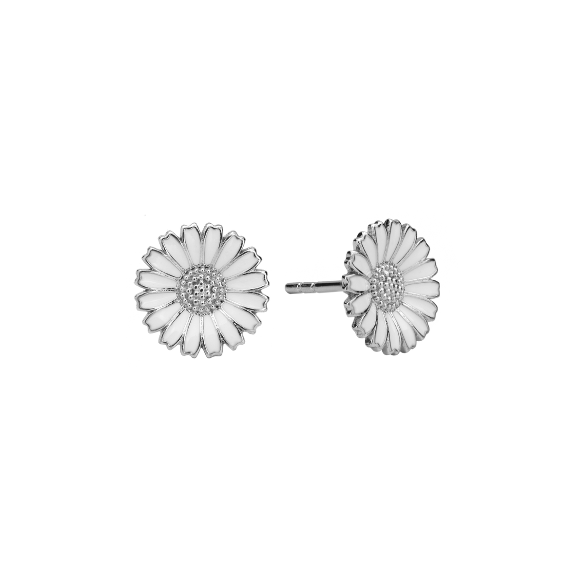Aagaard Ørestikker Marguerit Hvid 10 mm Rhodineret Sterling Sølv