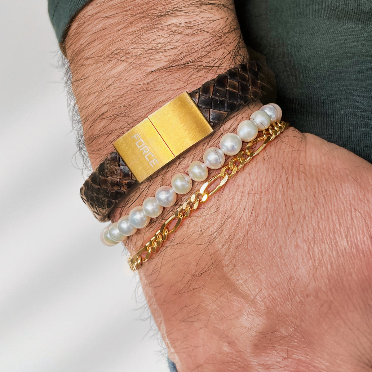 Scrouples - Armbånd, herre, forgyldt sølv, figaro - Model: 45122,21FG