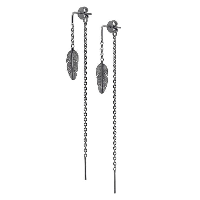 Heiring - Fjer ørering mini stik/kæde - oxyd. - Model: HE-51-5-82SK/OX