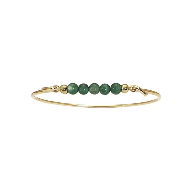 Heiring - Forgyldt armring, multisize med grøn agat - Model: 53-4-02FG