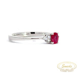 14 kt. Hvidguld ring med rubin og diamant - Model: 40-22571