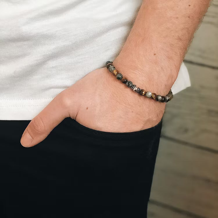 By Billgren - Herre stenarmbånd i brune og grå sten (Bruce) - Modelnr.: 8139