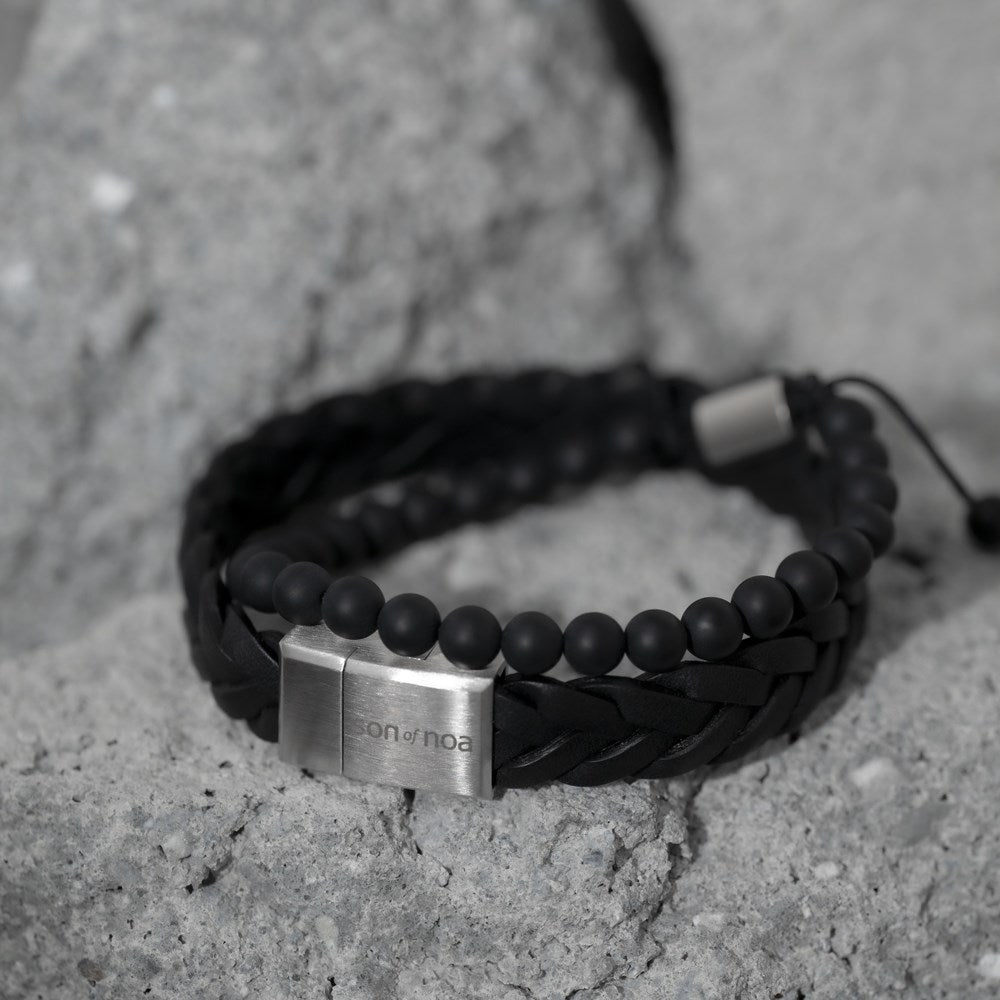 SON of NOA SON armbånd matt black onyx 19cm - 25cm