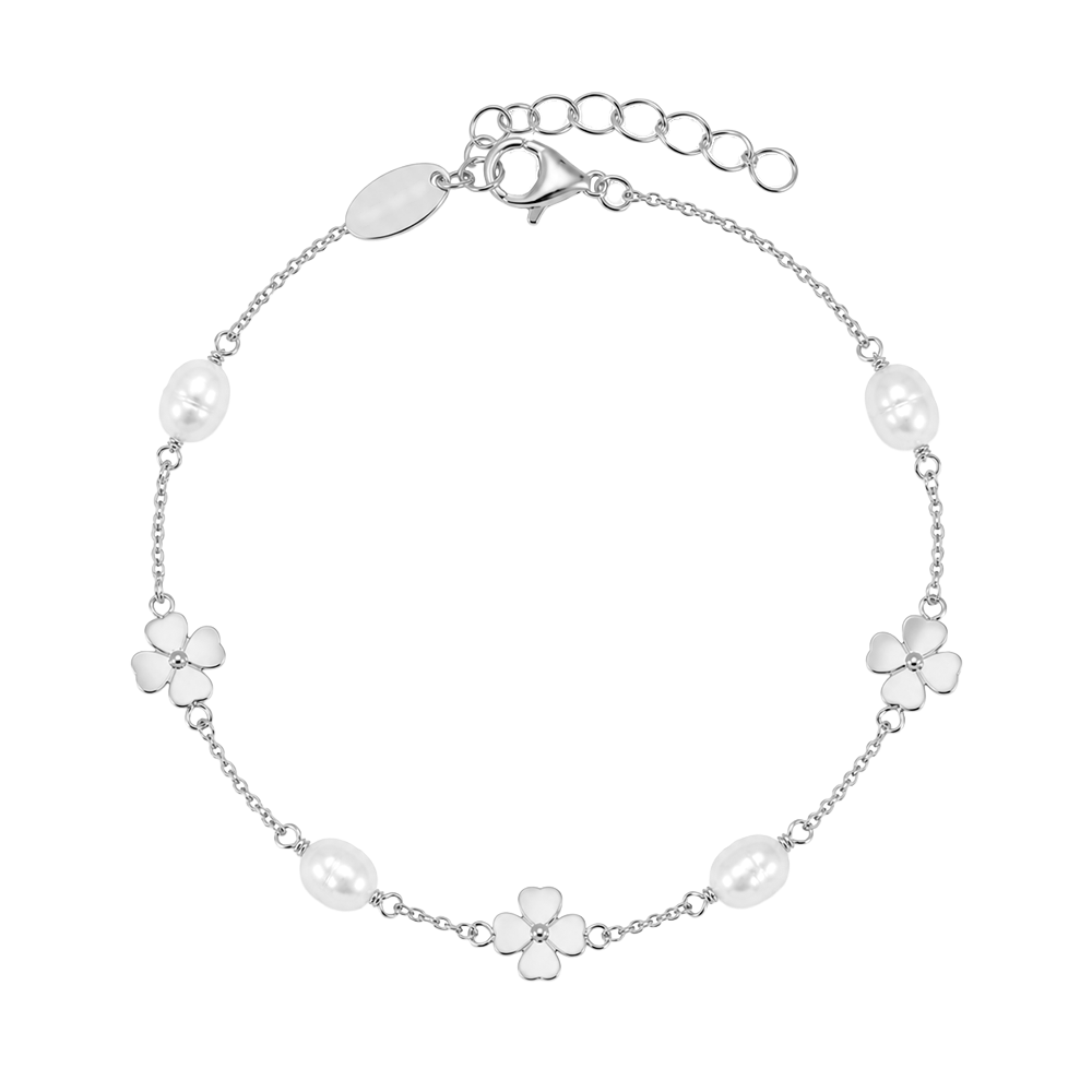 Christina Jewelry - Clover & Pearl armbånd, sølv - Model: 601-S61