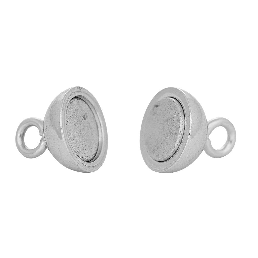 Siersbøl Rhod. Sølv magnet perlelås 8mm blank
