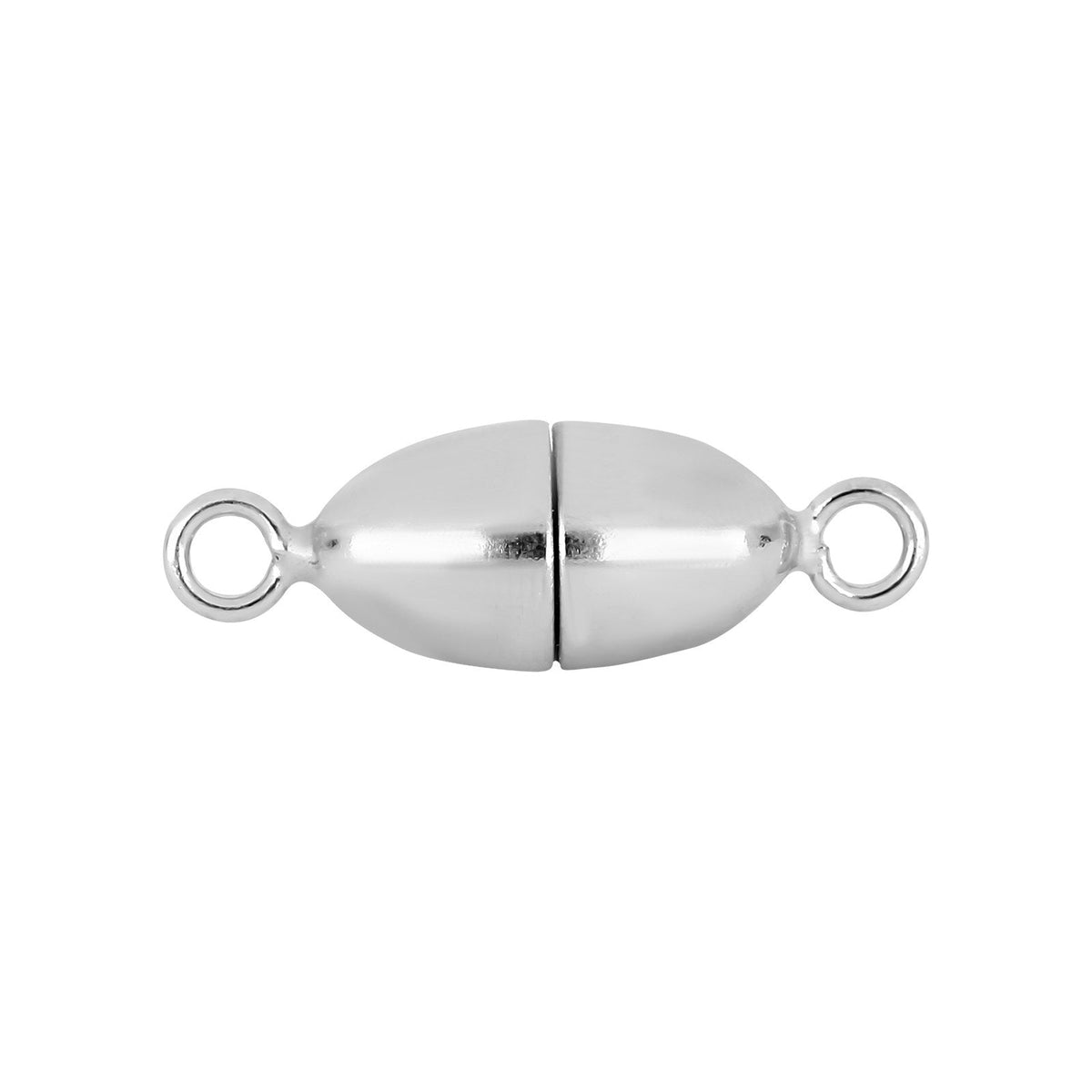 Siersbøl Rhod. Sølv magnet perlelås oval 6mm blank