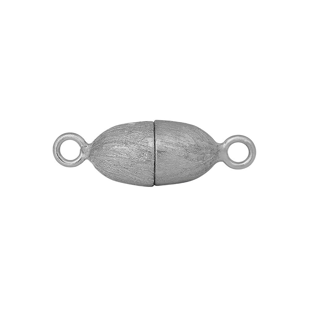 Siersbøl Rhod. Sølv magnet perlelås oval 6mm mat