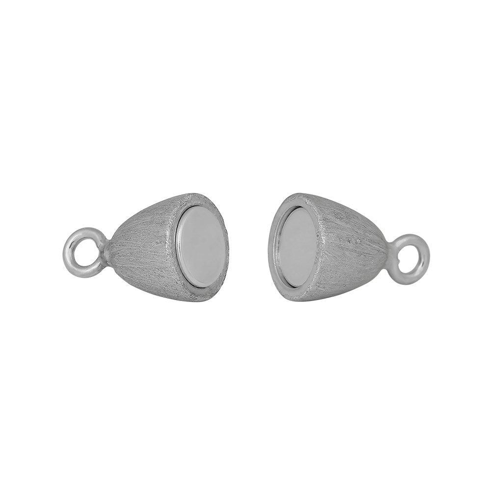 Siersbøl Rhod. Sølv magnet perlelås oval 6mm mat