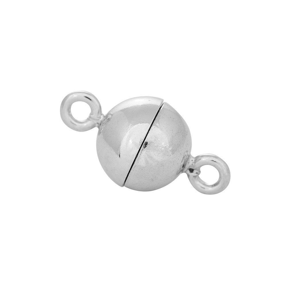 Siersbøl Rhod. Sølv magnet perlelås 10mm blank