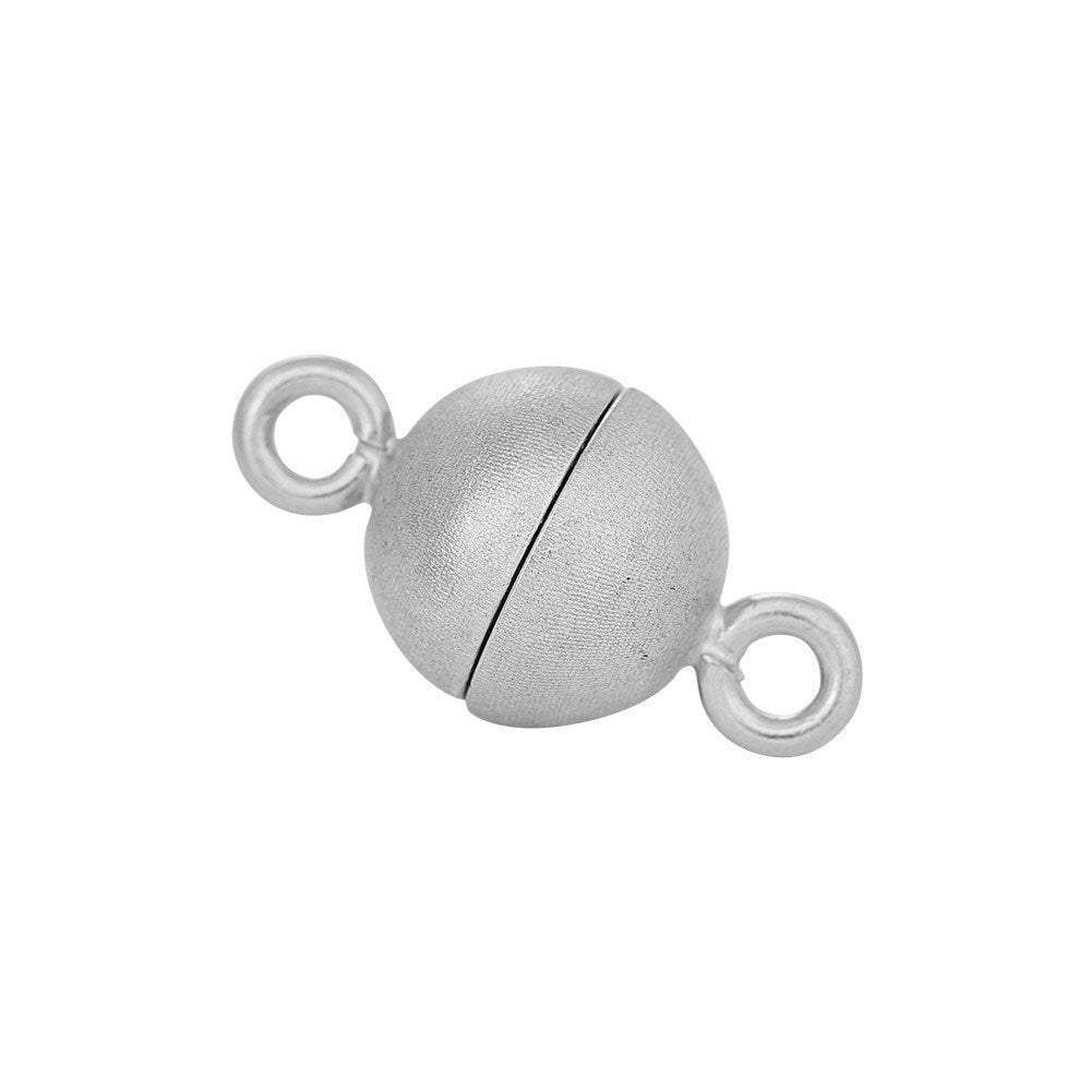 Siersbøl Rhod. Sølv magnet perlelås 10mm mat