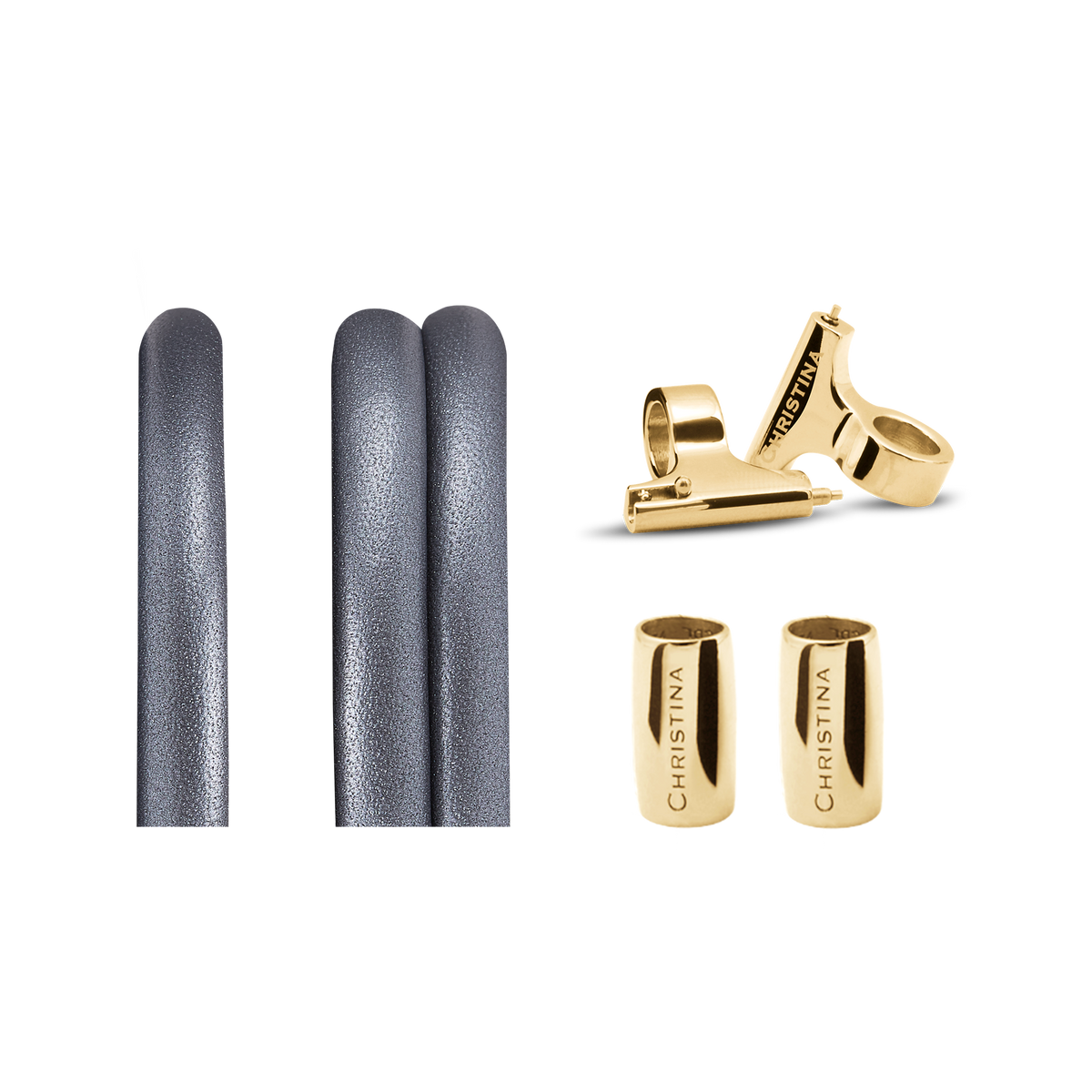 Christina Lædersæt 16 mm i forgyldt stål – model 604-16GGUNMETAL