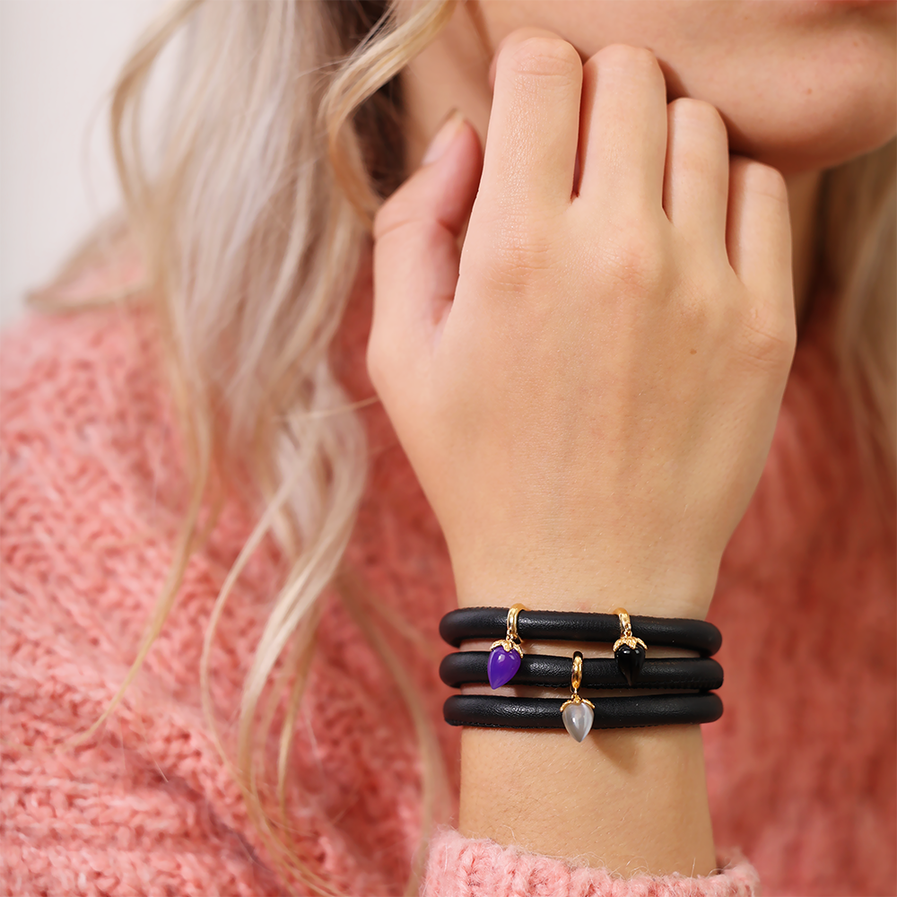 Christina Black Chalcedony charm i forgyldt sølv – model 610-G95BLACK – billede 2