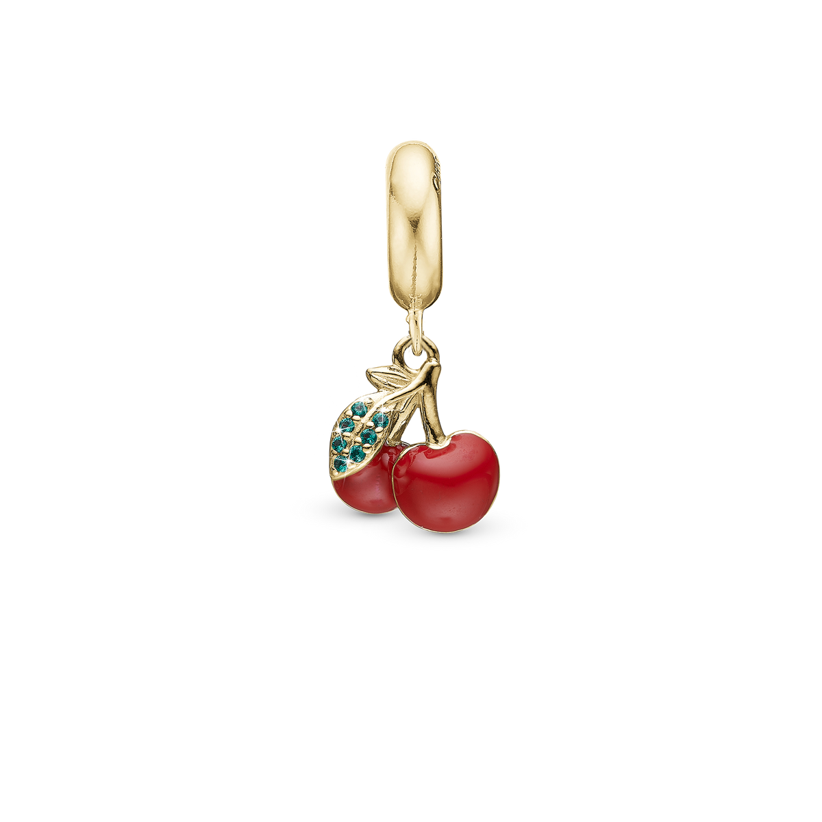 Christina Happy Cherries hænger-charm 4 mm i forgyldt sølv – model 623-G339