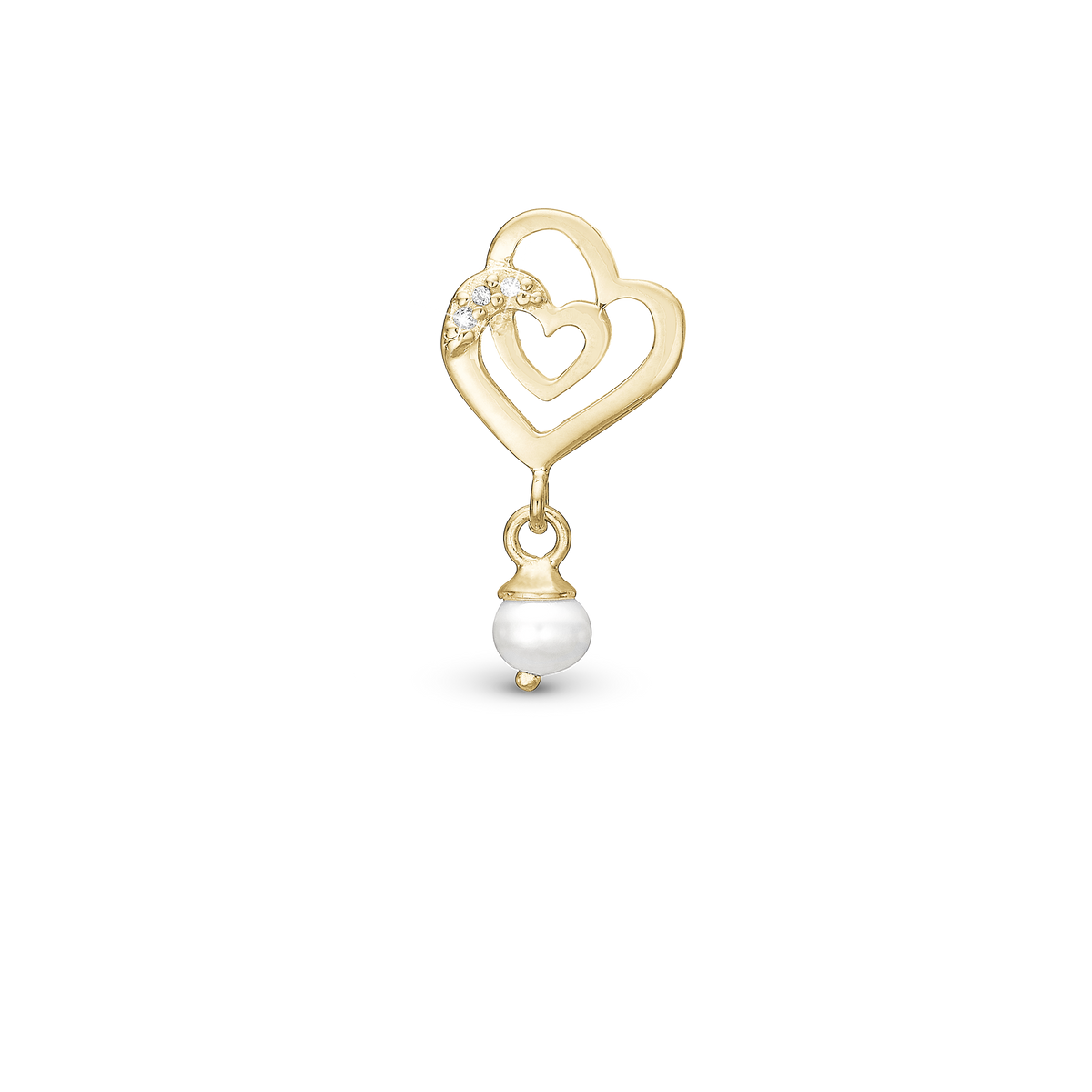 Christina Two Hearts hænger-charm 4 mm i forgyldt sølv – model 623-G357