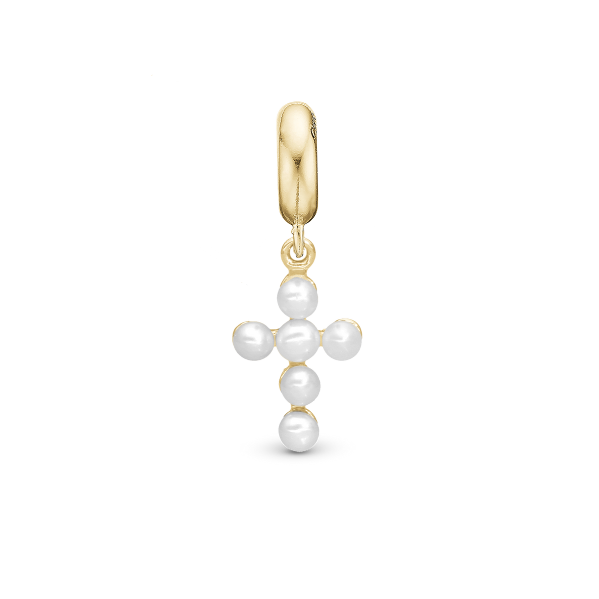 Christina Pearl cross hænger-charm 4 mm i forgyldt sølv – model 623-G369