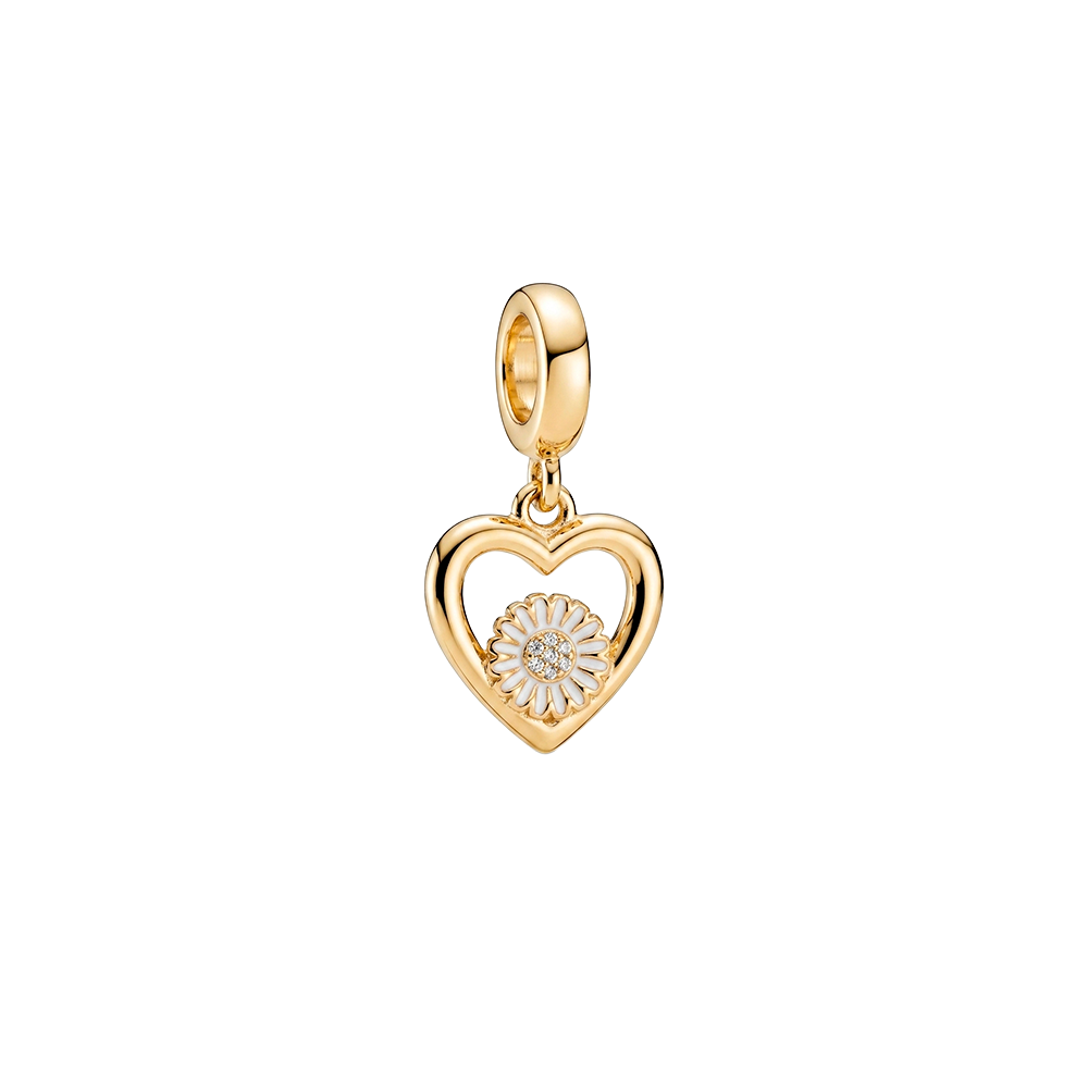 Christina Jewelry - Marguerite Flower Love charm 4 mm, forgyldt sølv - Model: 623-G399