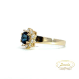 14 kt. Guld roset ring med Safir og brillanter 0,15ct tw/si - Model: 40-22573