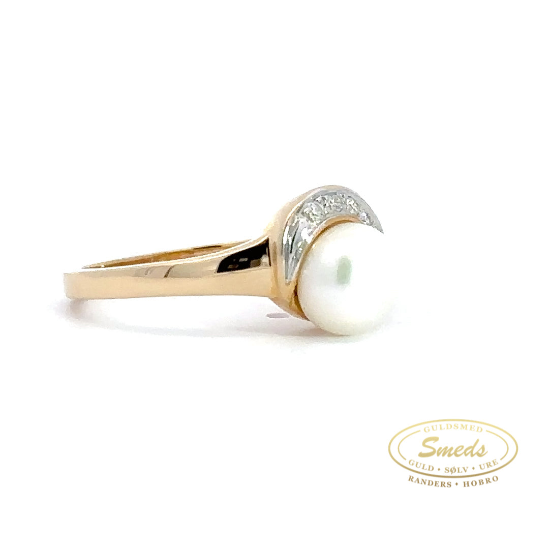 14kt. Perlering med diamanter 0.05 w/si - Model: 40-22602
